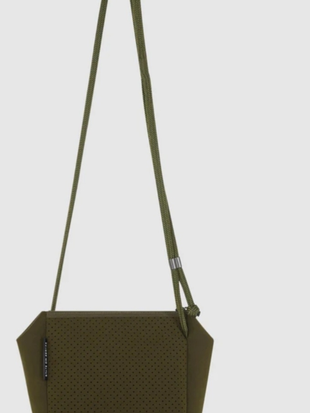 Perforated Olive Crossbody Bag with Adjustable Cord Strap